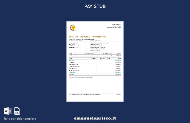 modello di busta paga Canter Fluid Power in stile verificato